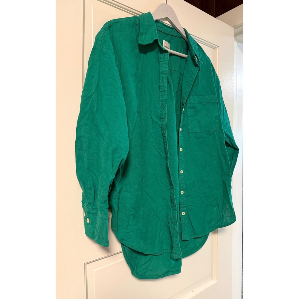 Maeve Anthropologie Green Linen Cotton Blend Button Down Shirt OB2021898 Small - Picture 3 of 7